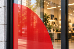 Vitrine / window graphics – detaliu de material și finisaj